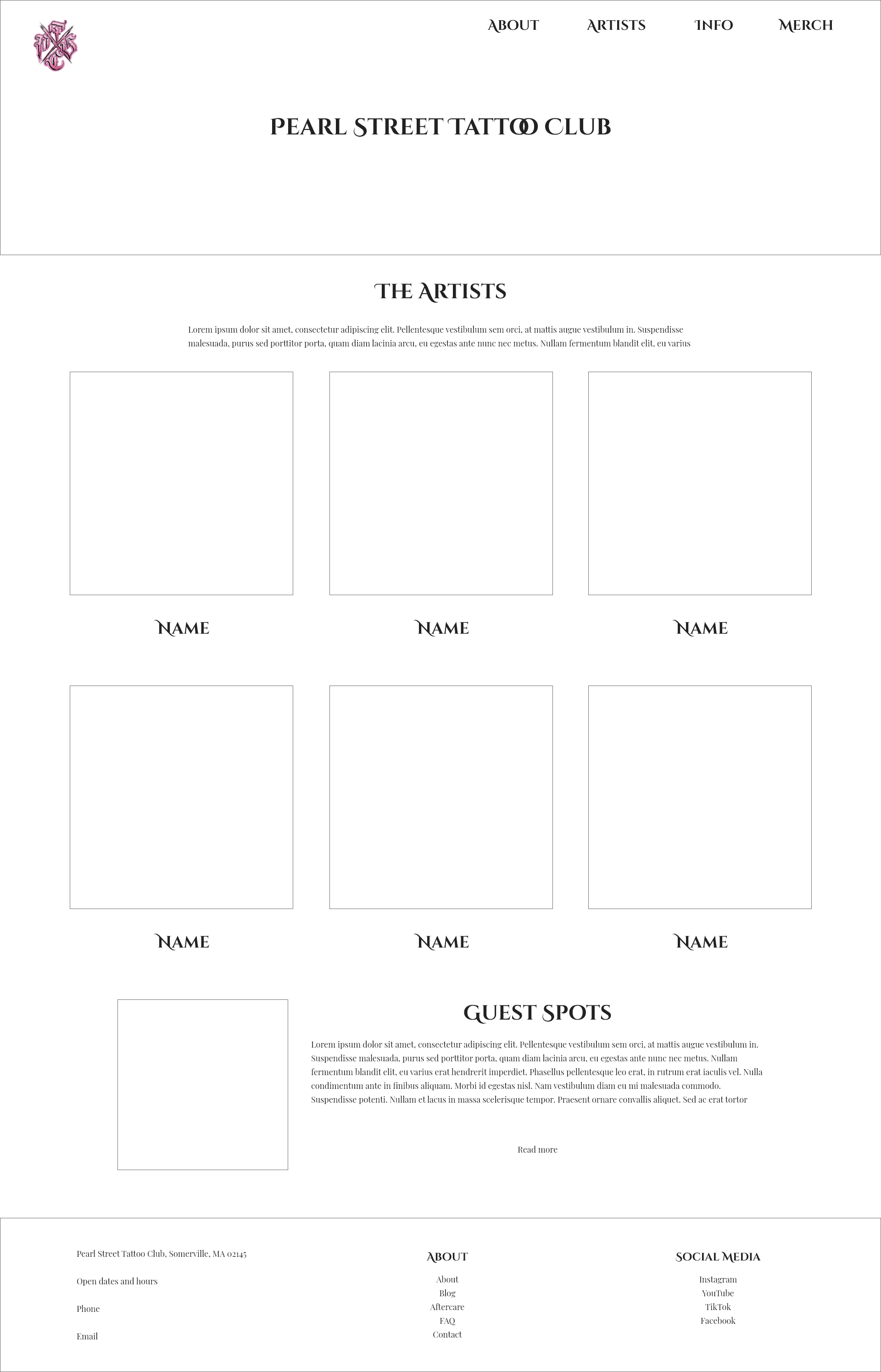 Image of a wireframe of the PSTC Artist wireframe